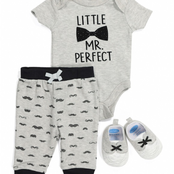 New 3pc Baby Bodysuit Set LITTLE MR PERFECT - Picture 2 of 5